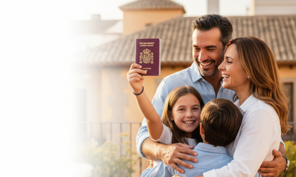 Familia_unida Familia feliz porque obtiene la nacionalidad española